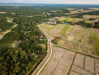 High angle view of agricultural landscape