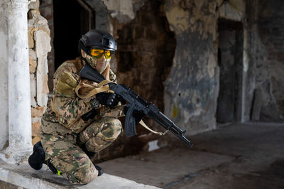 Low angle view of army soldier