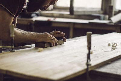 Man working on table