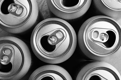 Monochrome shot of cans