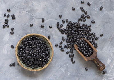 High angle view of coffee beans on table