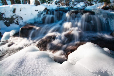 Close-up of frozen waterfall