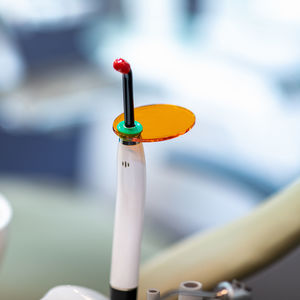 Modern dentist chair in dentist office.