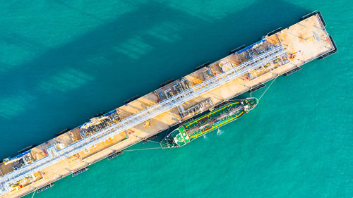 High angle view of boats in sea