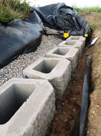 High angle view of stones at construction site