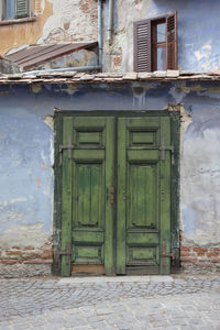 Closed door of old building