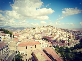 High angle view of cityscape against sky