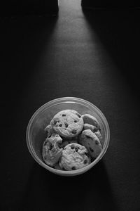 High angle view of food in bowl on table