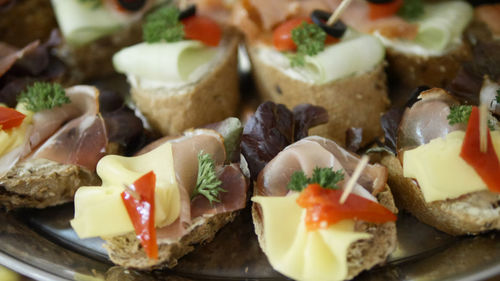 Close-up of served food in plate