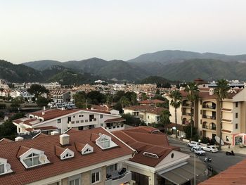 High angle view of townscape against sky