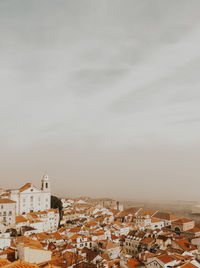 High angle view of townscape against sky