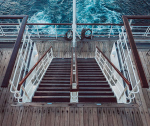 High angle view stairs against the water