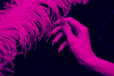 Close-up of hand with pink petals