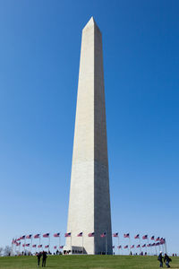 Low angle view of monument against clear blue sky