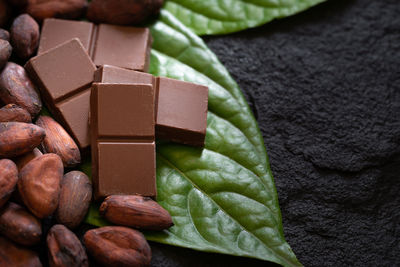 High angle view of chocolate on table