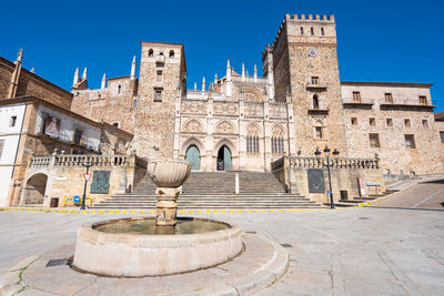 Low angle view of historical building against clear sky