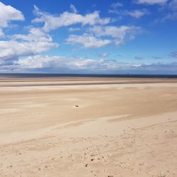 Scenic view of desert against blue sky