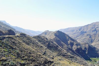 Scenic view of mountains against clear sky