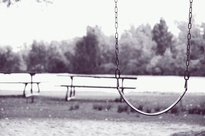 Close-up of swing against clear sky