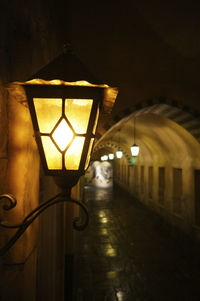 Illuminated lamp at night