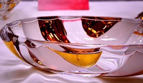 High angle view of drink in glass on table