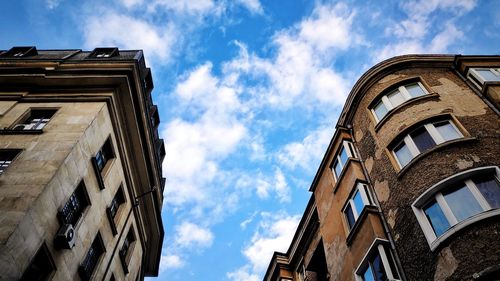 Low angle view of old building against sky