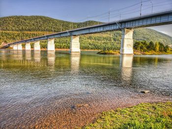 Bridge over river against sky