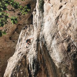 Panoramic shot of person on rock