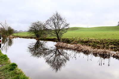 Scenic view of lake against sky