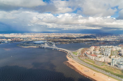 Aerial view of sea against sky