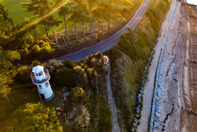 High angle view of empty road