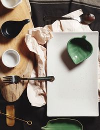 High angle view of food on table