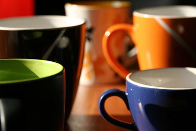 Close-up of tea cup on table