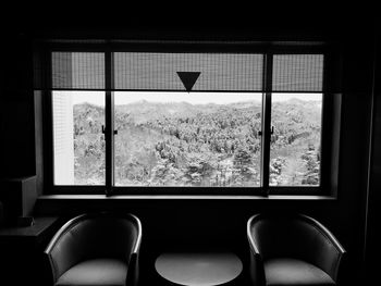 Close-up of seats in train