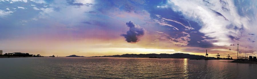 Panoramic view of sea against sky during sunset