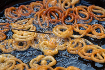 High angle view of dessert