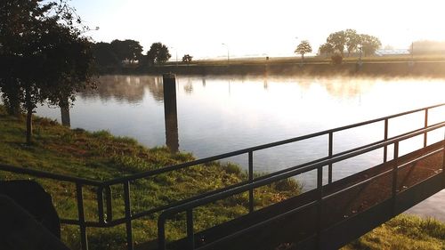 Scenic view of lake against clear sky