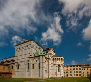 Low angle view of old building against sky