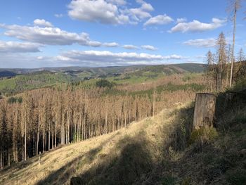 Scenic view of land against sky