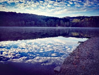 Scenic view of lake against sky