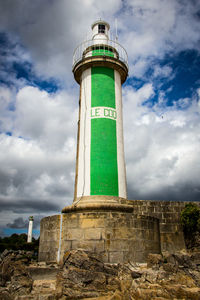 Low angle view of lighthouse against sky