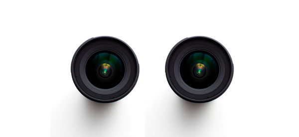 Close-up of lens over white background