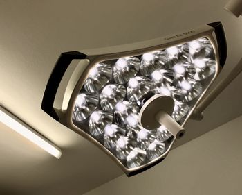 High angle view of light bulb on ceiling