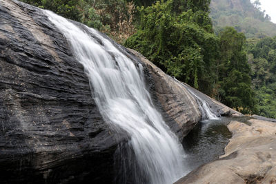 View of waterfall in forest