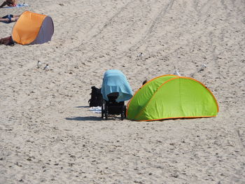 High angle view of people on beach