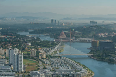 Aerial view of city at waterfront