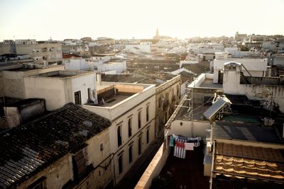 High angle view of townscape against sky
