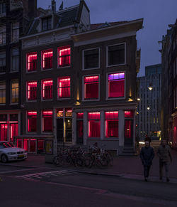 Illuminated building at night