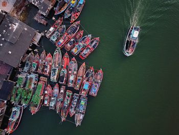 Directly above shot of boats in lake