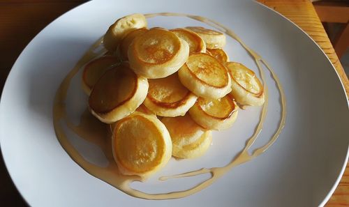 High angle view of breakfast on table